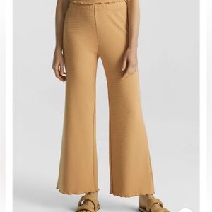 Lettuce-Hem Boot-Cut Knit Pants Chamois / Tan NWT OGL Move lounge wfh pants